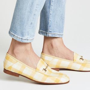 Sam Edelman Loraine Loafer Yellow Multi Linen Gingham, Size 8.5